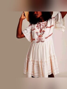 Anthropologie Embroidered Tunic Dress size M